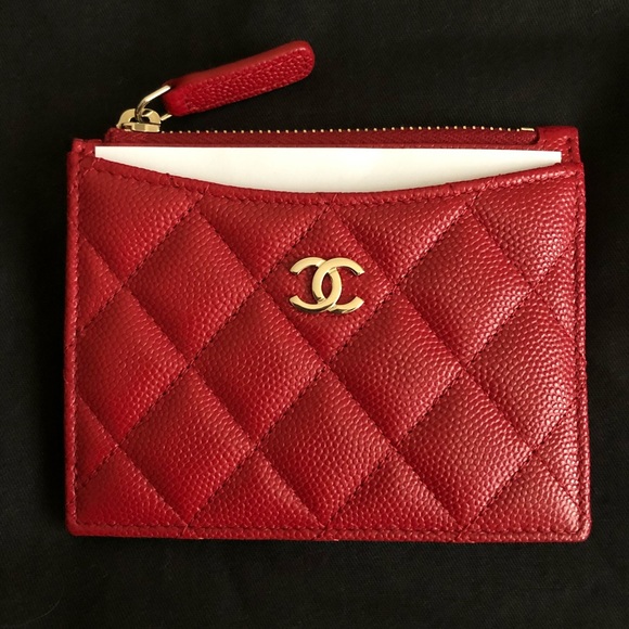 chanel zip card case
